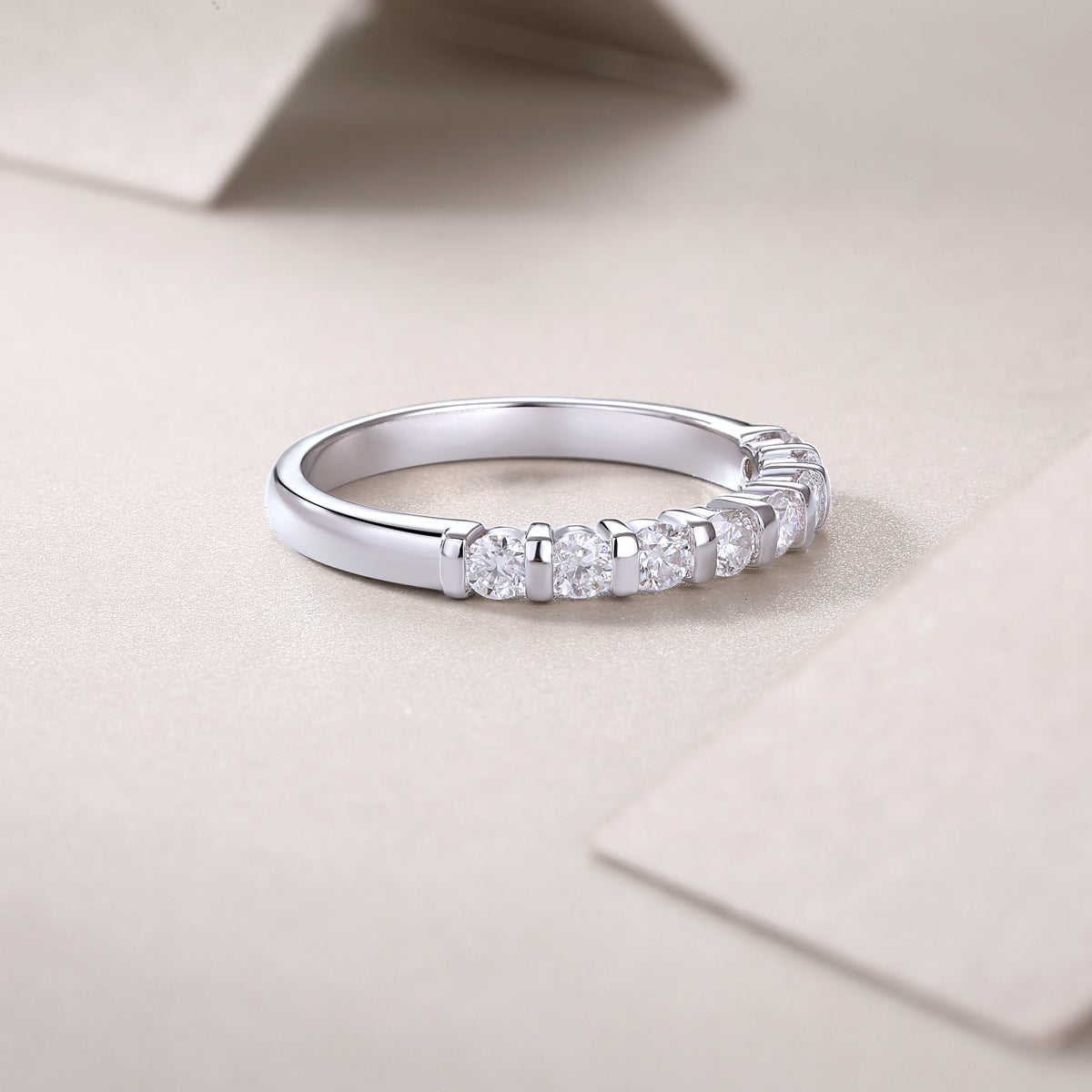 Moissanite Half-Eternity .925 Silver Ring
