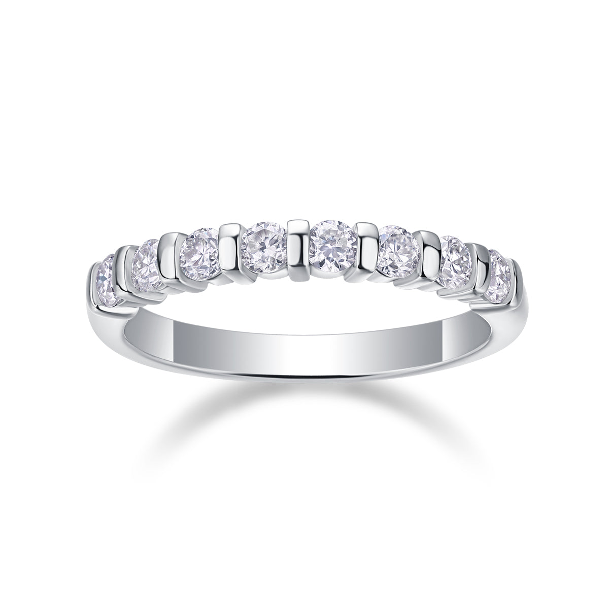 Moissanite Half-Eternity .925 Silver Ring