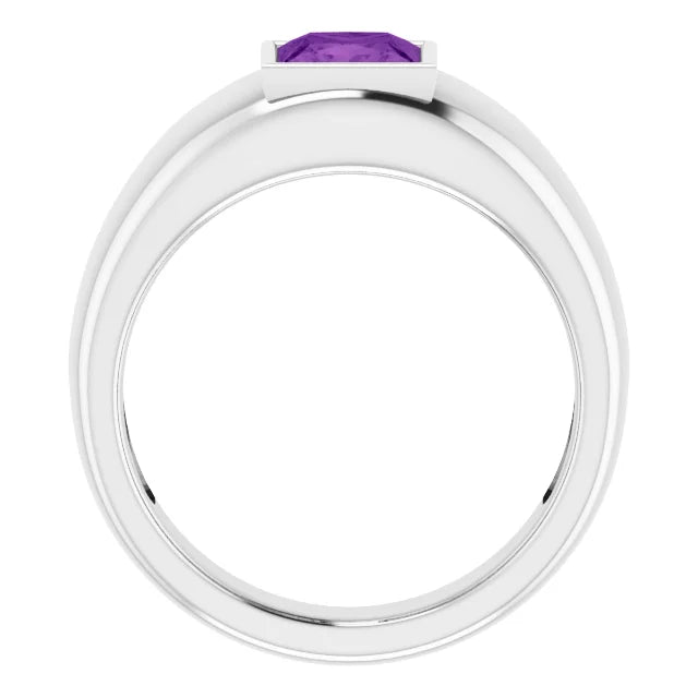 Mens Silver Natural Semi-Precious Gemstone Ring