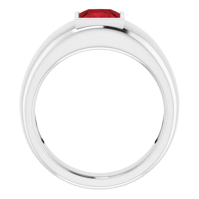 Mens Silver Natural Semi-Precious Gemstone Ring