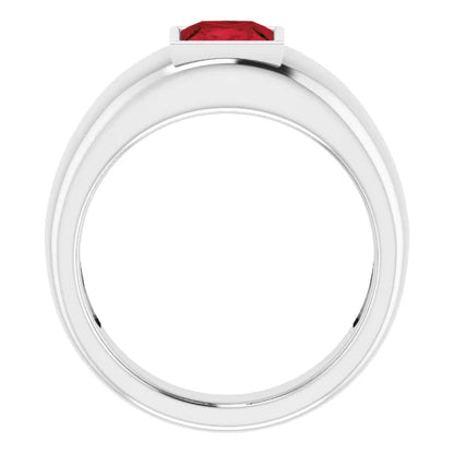Mens Silver Natural Semi-Precious Gemstone Ring