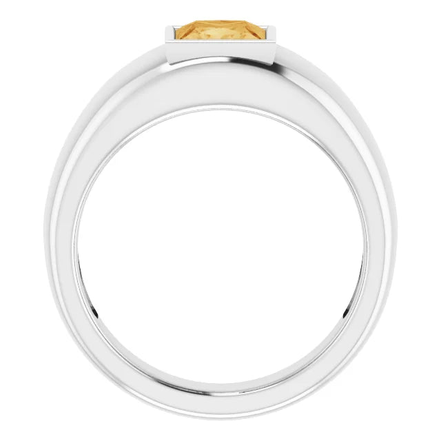 Mens Silver Natural Semi-Precious Gemstone Ring