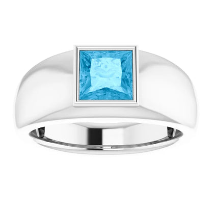 Mens Silver Natural Semi-Precious Gemstone Ring