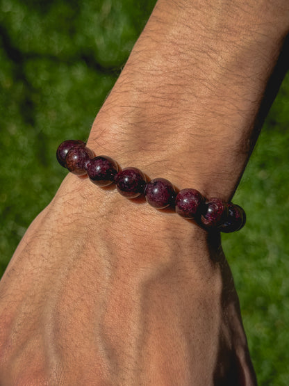 Genuine Natural Red Garnet Beaded Bracelet