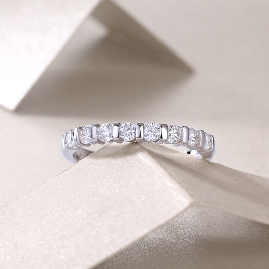 Moissanite Half-Eternity .925 Silver Ring