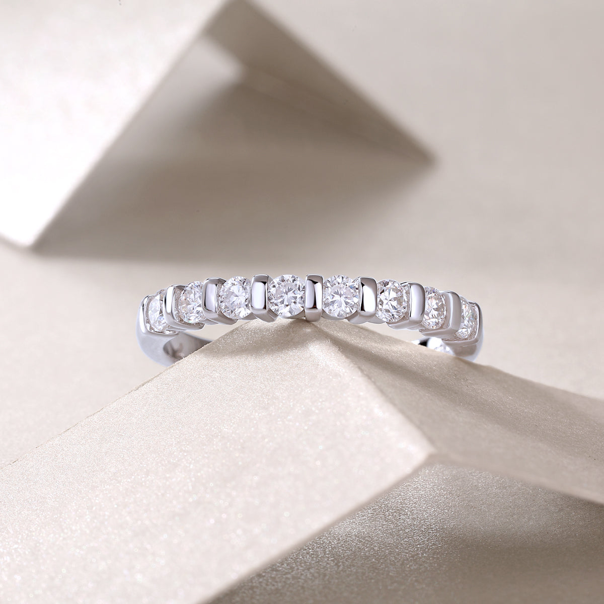 Moissanite Half-Eternity .925 Silver Ring