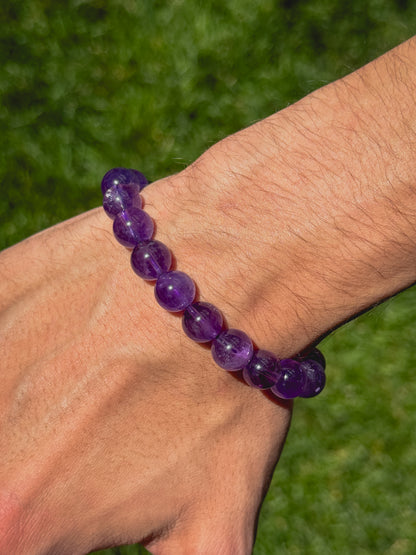 Genuine Natural Amethyst Beaded Bracelet