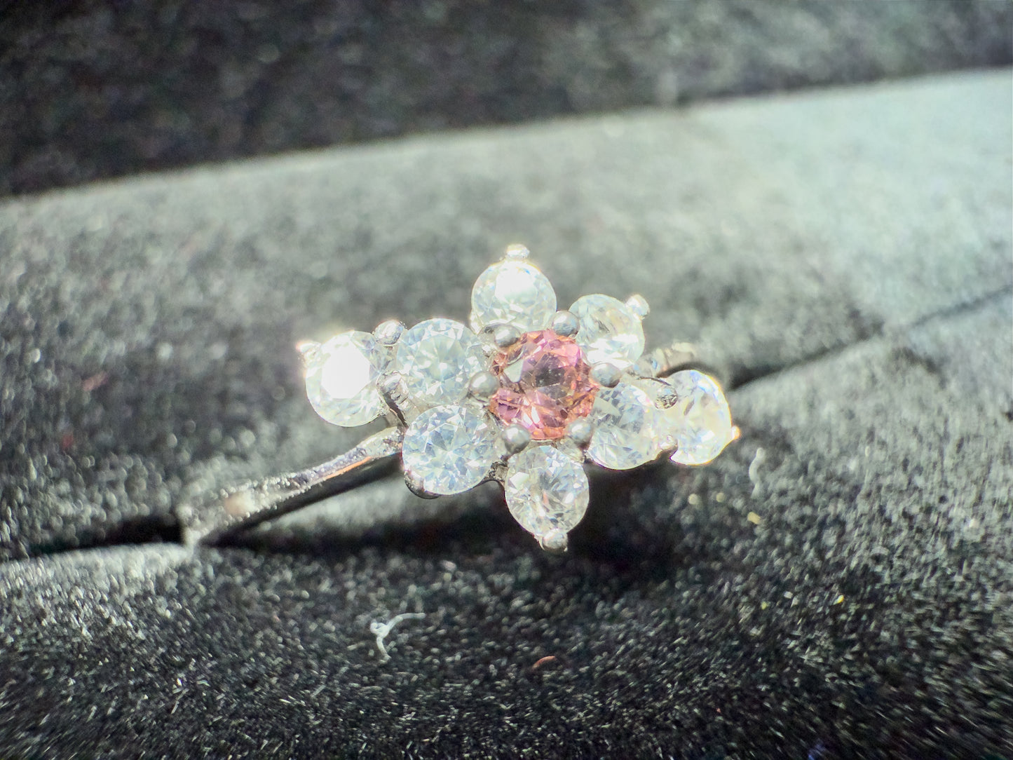 Pink Tourmaline + White Natural Zircon Ring