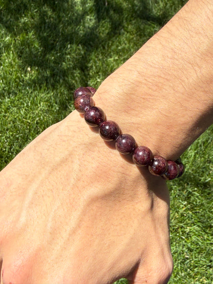 Genuine Natural Red Garnet Beaded Bracelet