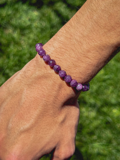Genuine Natural Purple-Pink Faceted Ruby Bracelet