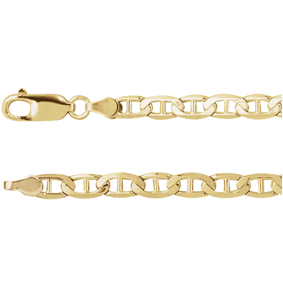 7 INCH 14K Yellow Gold 4.5 mm Curbed Anchor Bracelet