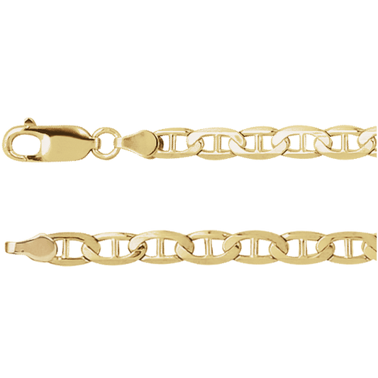 7 INCH 14K Yellow Gold 4.5 mm Curbed Anchor Bracelet