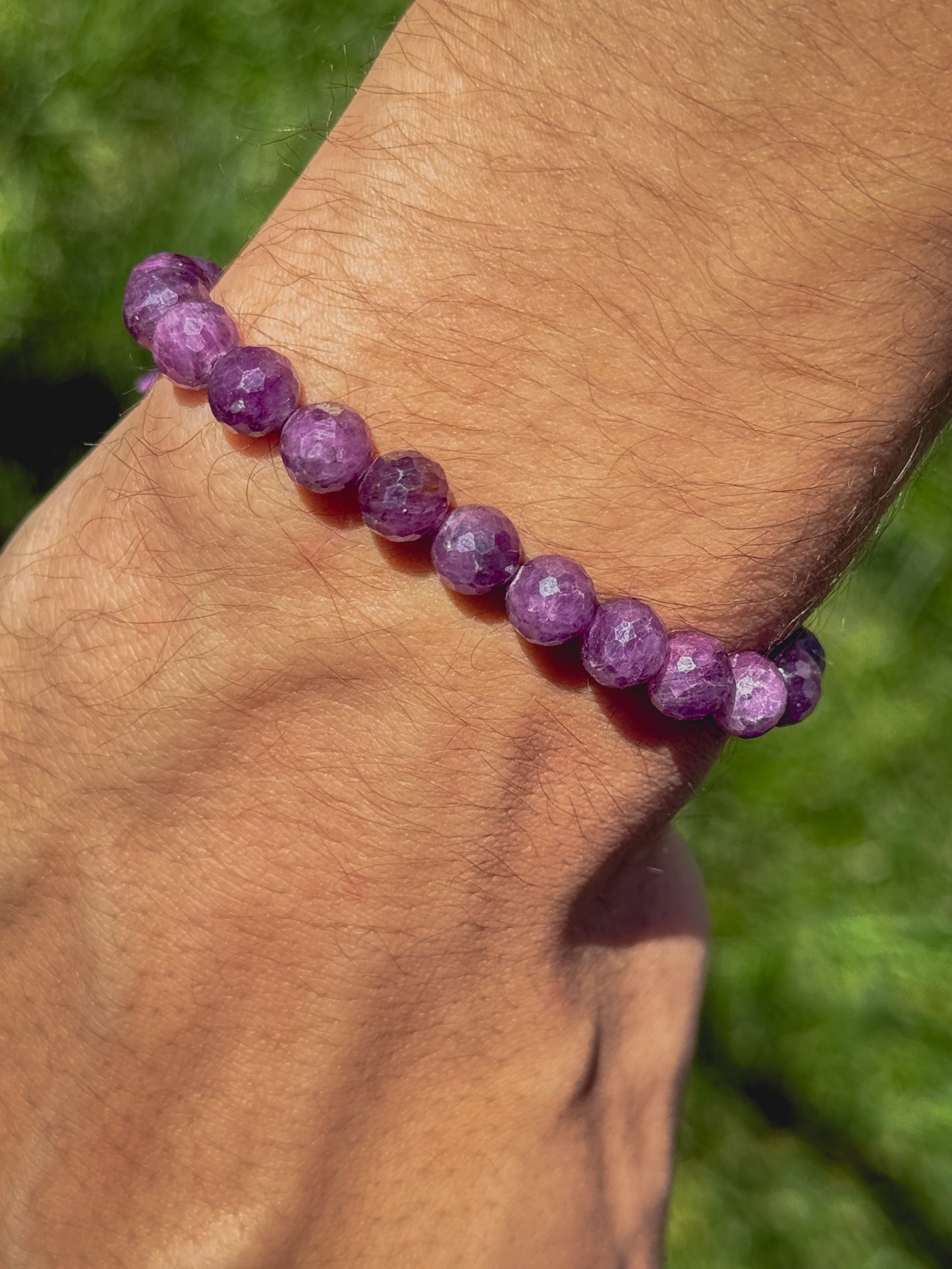 Genuine Natural Purple-Pink Faceted Ruby Bracelet