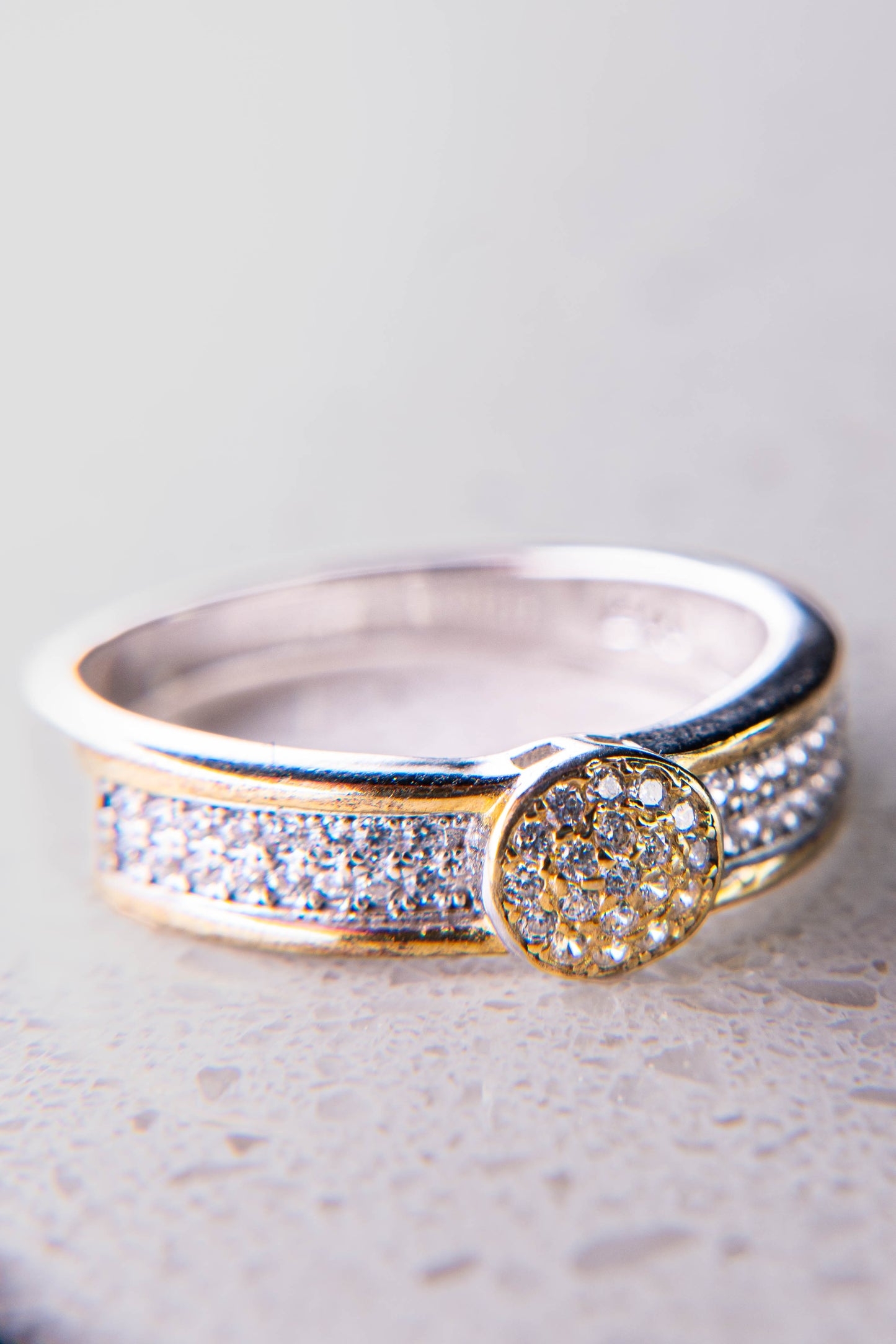 Moissanite Silver and Gold Plated Ring