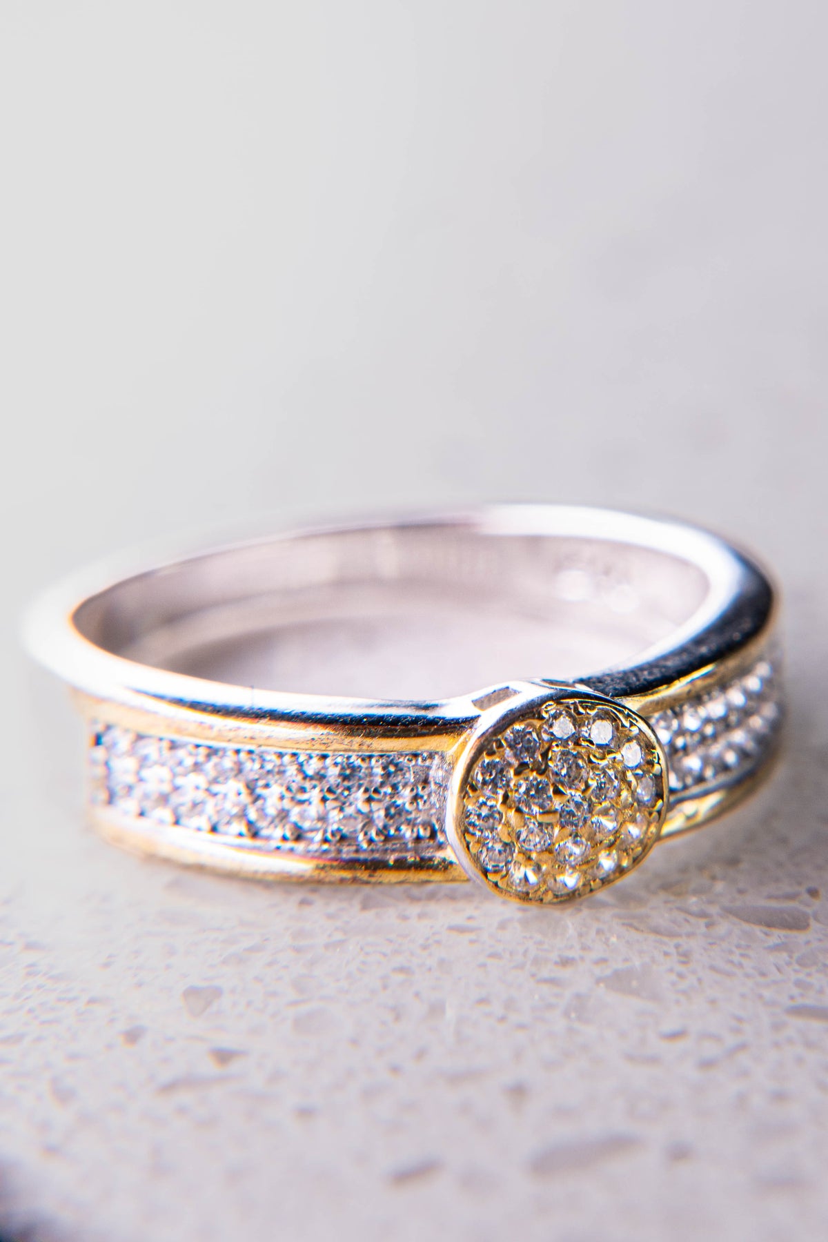 Moissanite Silver and Gold Plated Ring