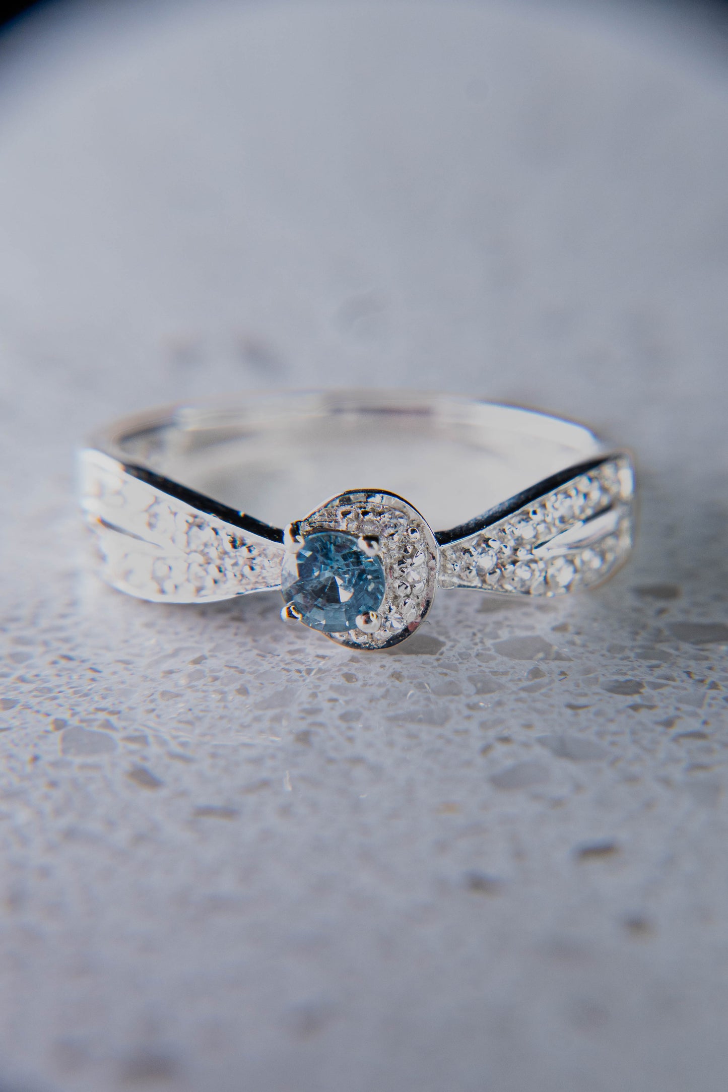 Cornflower Blue Sapphire Crescent Ring