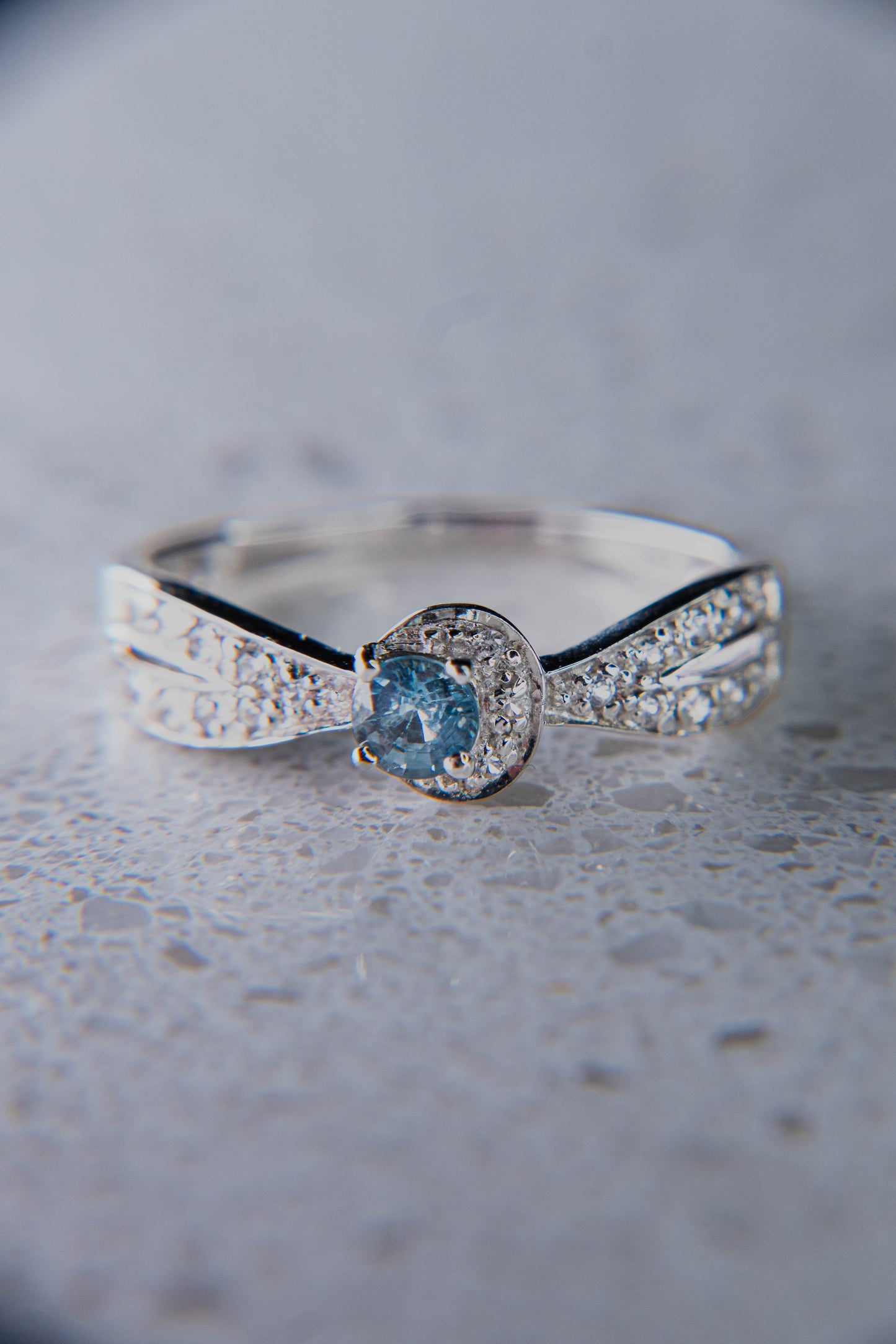 Cornflower Blue Sapphire Crescent Ring