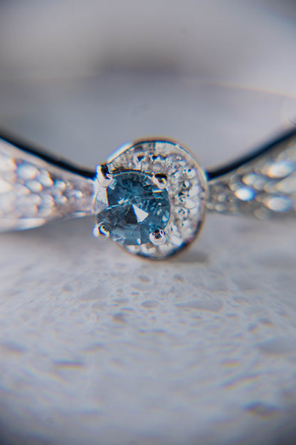 Cornflower Blue Sapphire Crescent Ring