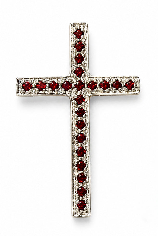 Red Garnet Cross Pendant