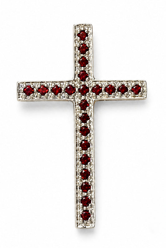 Red Garnet Cross Pendant
