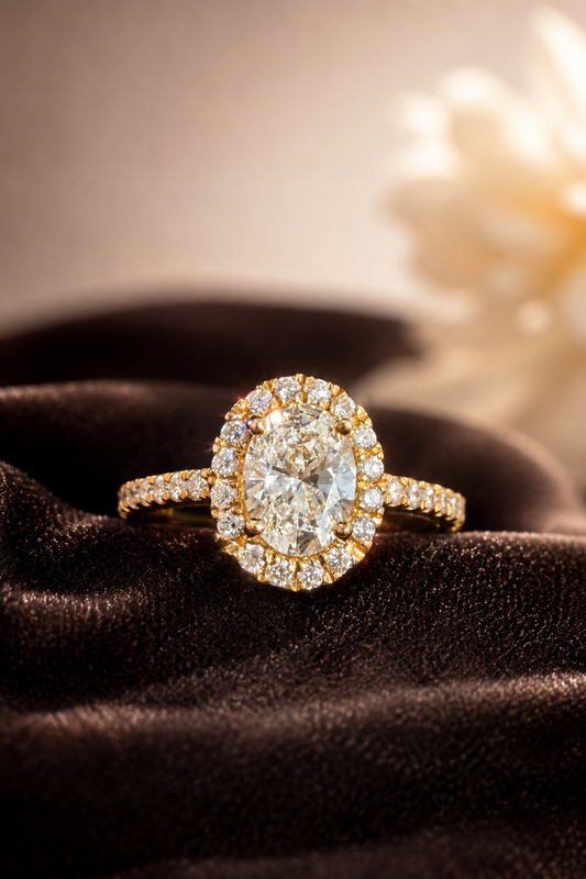 Oval Halo Ring 10k Gold