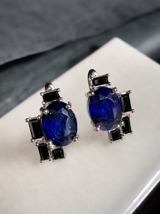 Midnight Sapphire & Black Spinel Earrings