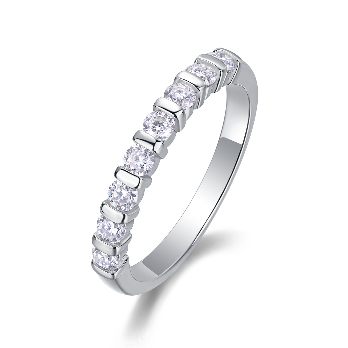 Moissanite Half-Eternity .925 Silver Ring