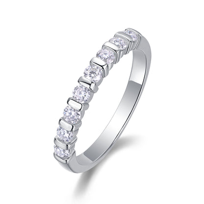 Moissanite Half-Eternity .925 Silver Ring