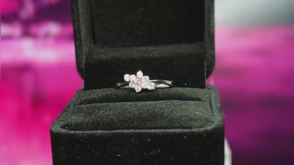 Pink Tourmaline + White Natural Zircon Ring