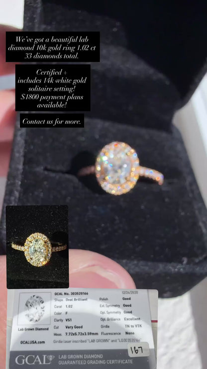 Oval Halo Ring 10k Gold