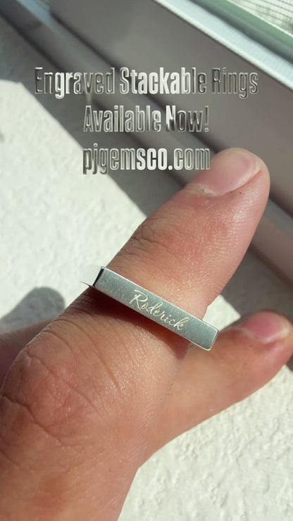 Custom PJGemsCo Engraved Stackable Silver Ring
