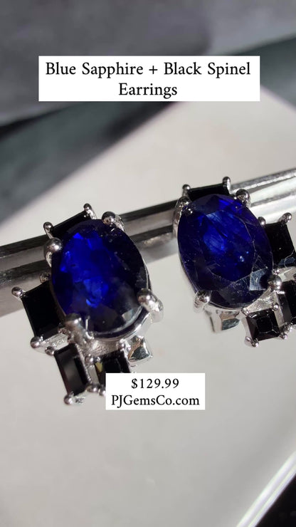 Midnight Sapphire & Black Spinel Earrings